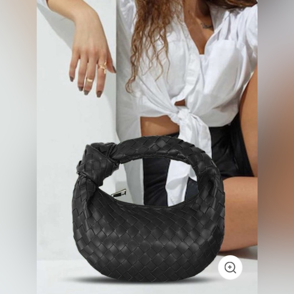 Lulus Woven Knot Handbag in black
